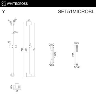 Душевой гарнитур на штанге WHITECROSS SET51MICROGL золото